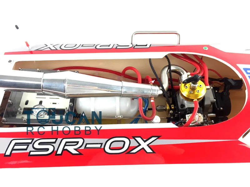 G30H 30CC Red Fiber Glass 70KM/H Gasoline Racing Toucan ARTR Remote Control Boat W/ Radio System Toucan Model THZH0053-SMT8