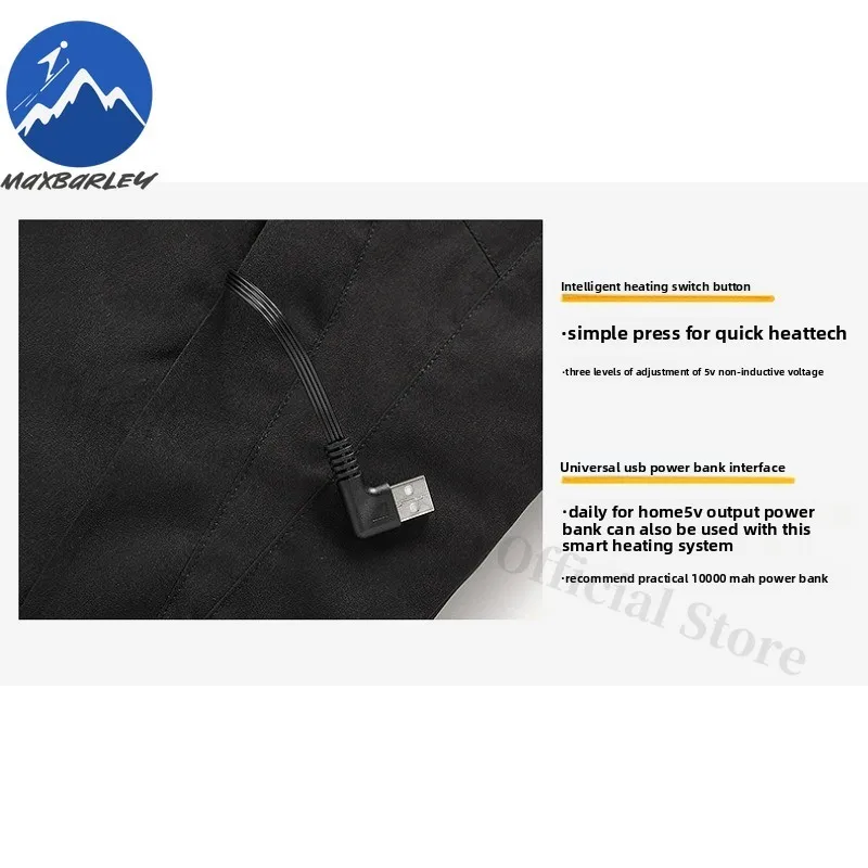 COMXZ Mens 8 Zone Heated Jacket USB Rechargeable Electric Heating Windproof Winter Thermal Coat Waterproof Outdoor Work Wear​