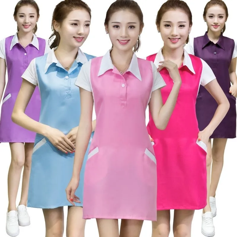 Women Salon Apron SPA Barber Shop Work Clothes Dress Hairdresser Beauty Salon Apron Manicure Shop Uniform Sleeveless Aprons