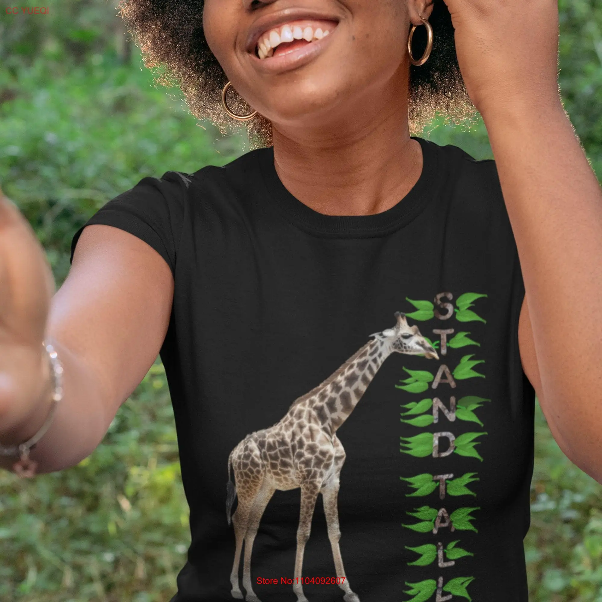 Stand tall t shirt Heavy Cotton Giraffe Empowering Nature wildlife Mental health gift long or short sleeves