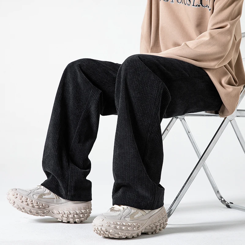 2024 novo outono calças de veludo dos homens streetwear casual em linha reta sweatpant jogger hombre M-5XL