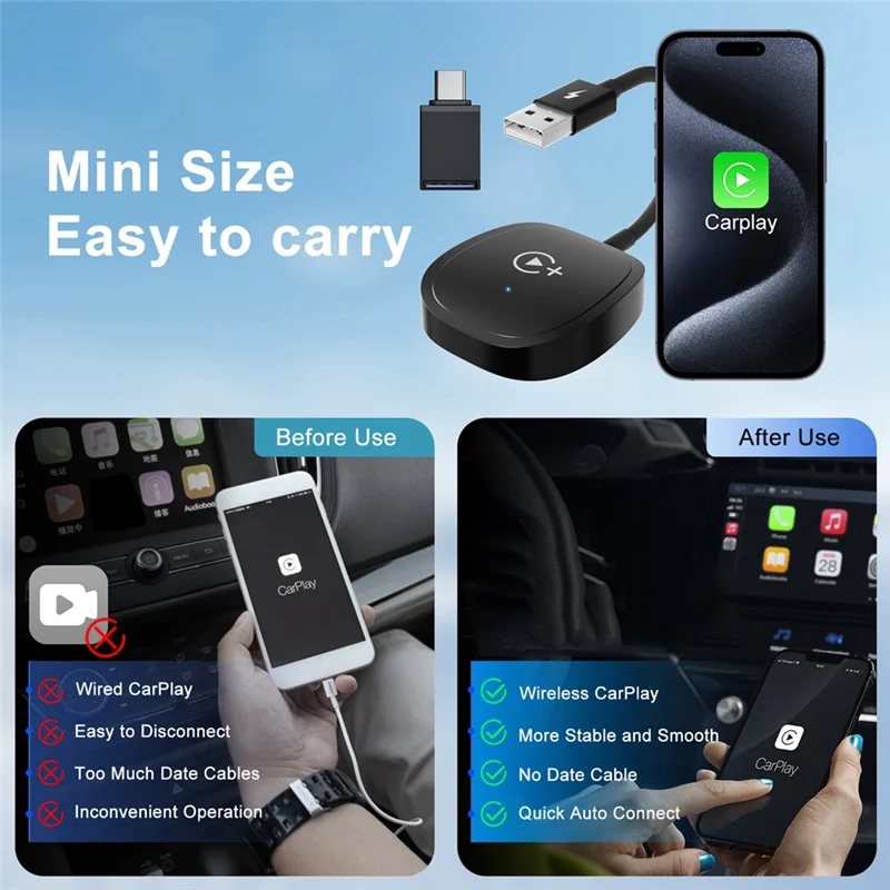 

Wireless Carplay Adapter For Iphone Car Adapter For Navigation Media Player Convert Wired To Carplay Wireless Box