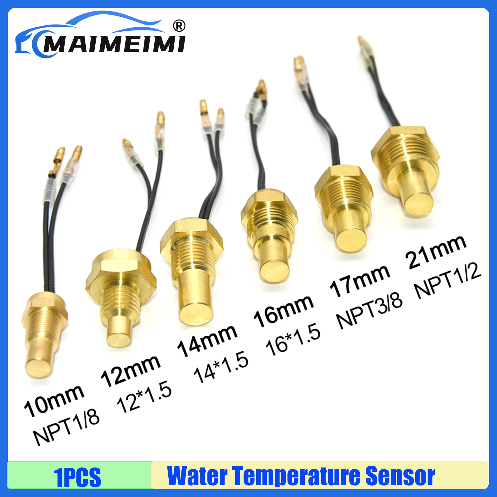 

MAIMEIMI Универсальный датчик температуры воды Автомобильный датчик температуры Датчик температуры воды 12 В/24 В 10 мм 12 мм 14 мм 16 мм 17 мм 18 мм 21 мм