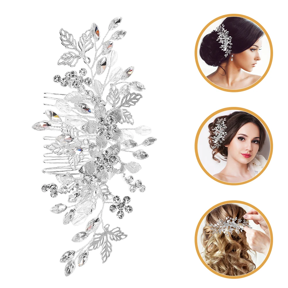 

2pcs Rhinestone Hair Comb H crafted Wedding Accessories Bride Headpiece Silver Metal Elegant Bridal Hair Jewelry for Brides