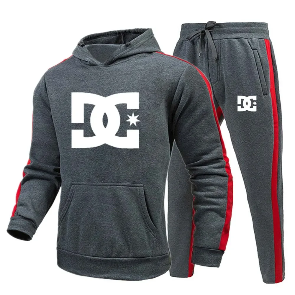 

Новый осенне-зимний комплект мужской спортивной одежды, модная мужская повседневная толстовка с капюшоном для бега на открытом воздухе + брюки, комплект из 2 предметов