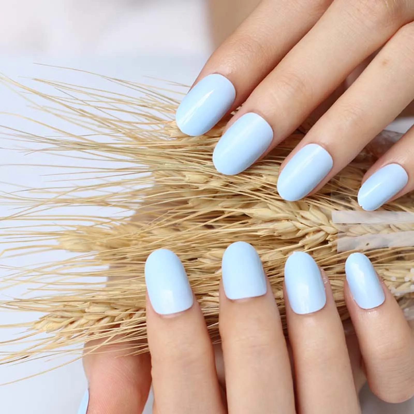 

240pcs latest fashion light blue nail tip press fake nails girl girlfriend lady must be a gift.485X
