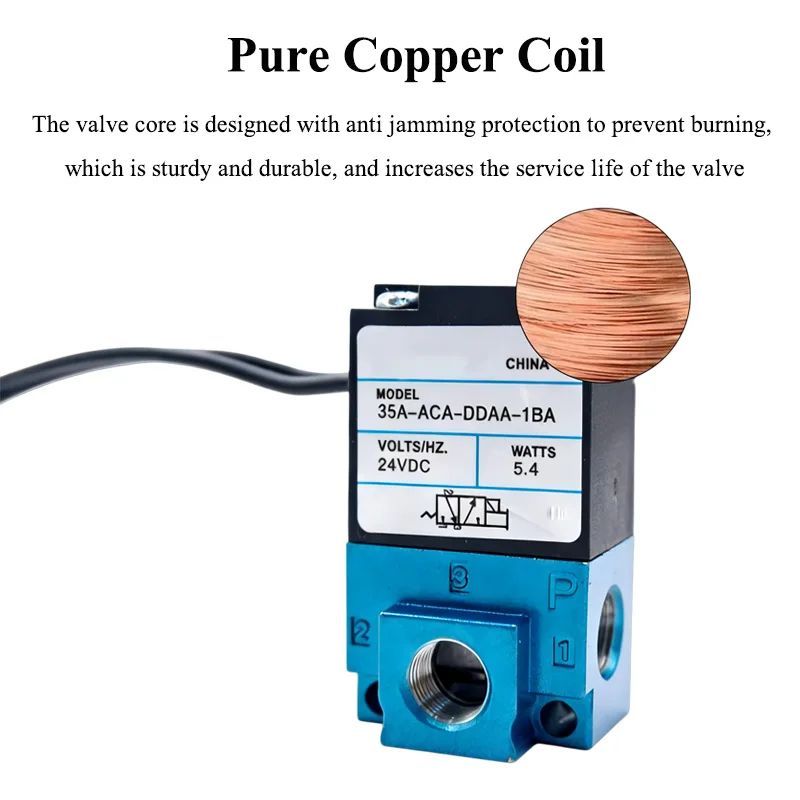 High Frequency Solenoid Valve 35A-ACA-DDAA-1BA Pilot-Operated 35A-ACA-DDBA-1BA 12/24V 5.4W 12.7W With Tube Fittings And Muffler