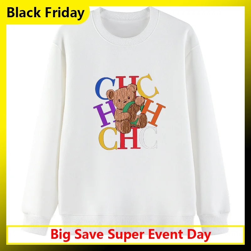 Ch urso impressão moletom de algodão letras coloridas oversized ajuste masculino feminino casual streetwear macio e confortável unisex roupas