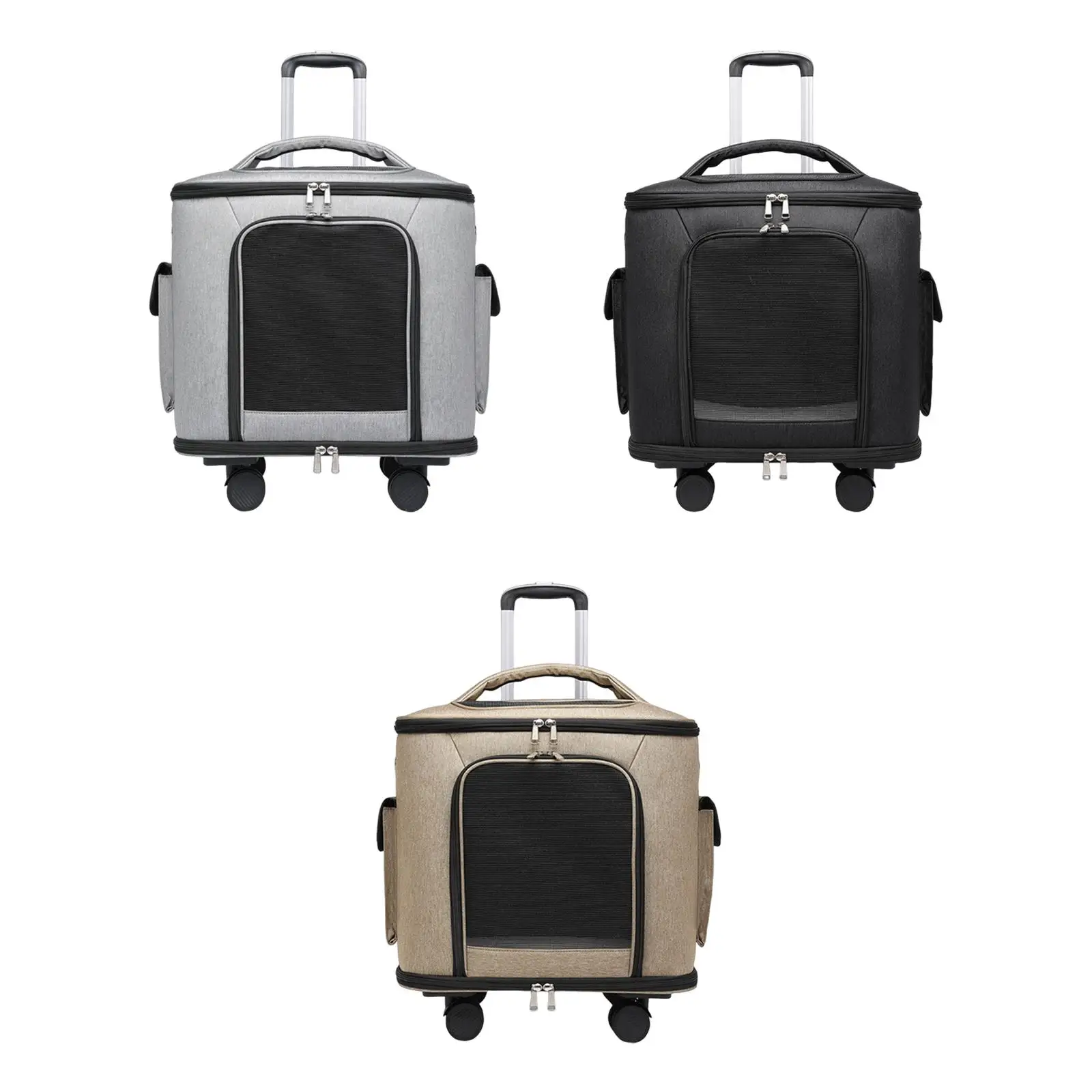 

Переноска для кошек на колесиках с выдвижной ручкой, портативная сумка для крупных кошек, котят, маленьких собак, для прогулок на природе