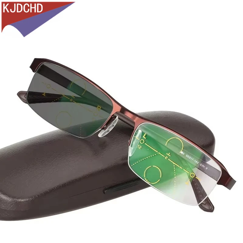 

2025 Transition Sun Photochromic Reading Glasses Men Adjustable Vision with Multifocal Diopter Progressive Reading Glasses Men