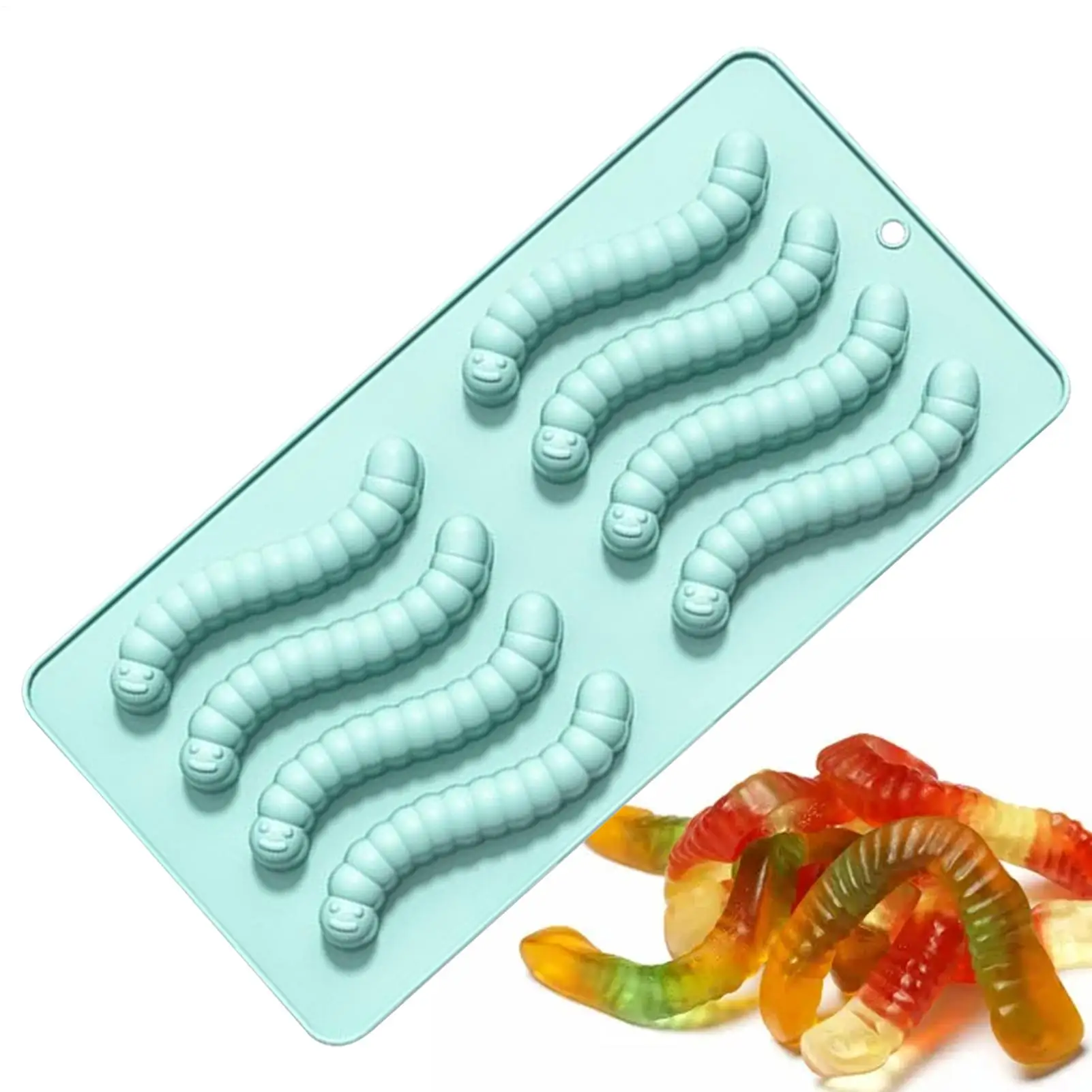 قوالب السيليكون لدودة الحلوى قوالب فندان الحلوى مقلاة خبز الغذاء الصف لوازم الخبز للمنزل المطبخ عيد ميلاد عيد الهالوين #1