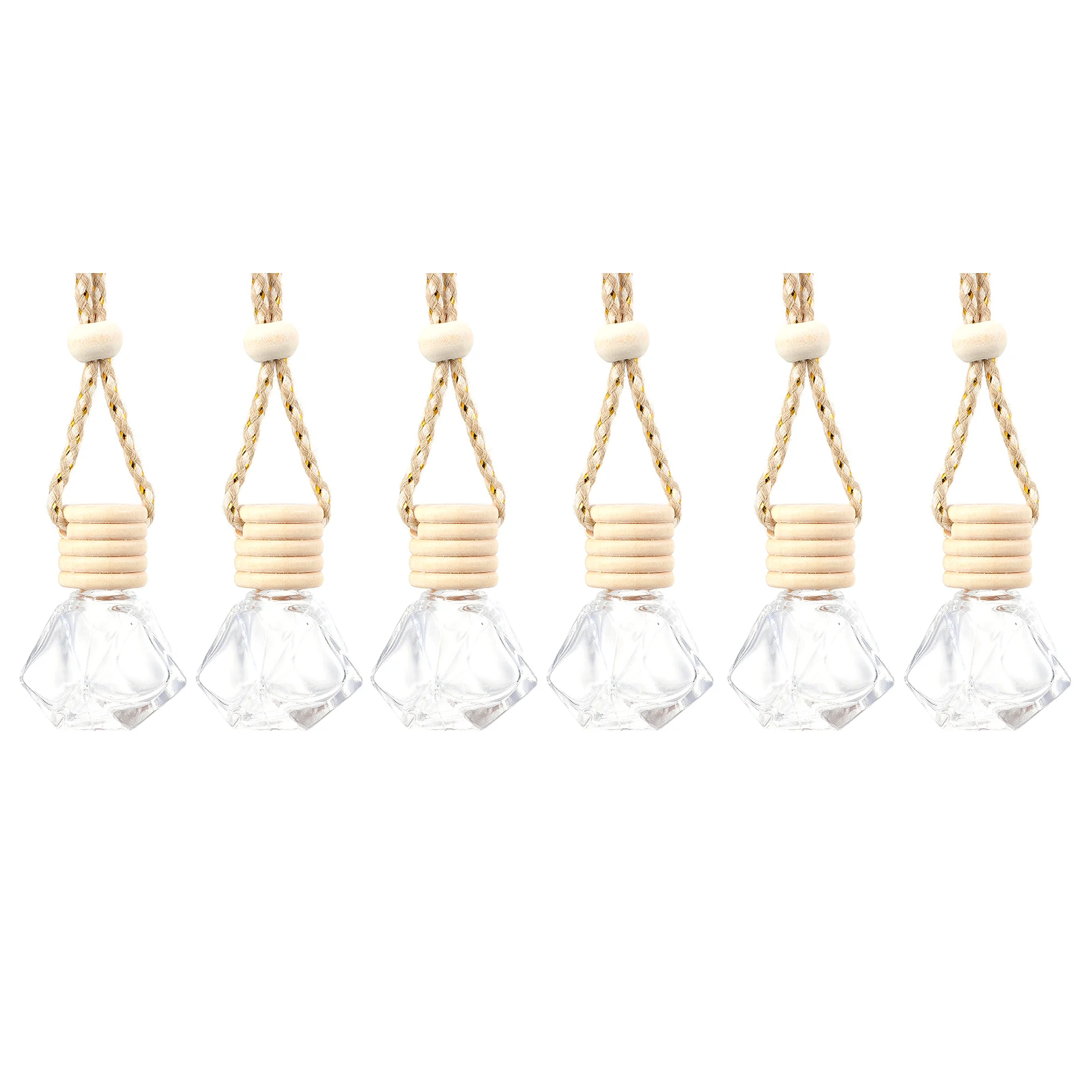 

6pcs Car Perfume Bottle Wooden Air Freshener Empty Oil Diffuser Car Interior Hanging Decor for Auto Home Wardrobes Office Gift