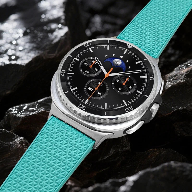 الفاخرة فلوروروبر حزام لسامسونج غالاكسي Watch8 الكلاسيكية 46 مللي متر الرياضة لينة الفرقة ل غالاكسي ساعة 8 40 44 مللي متر اكسسوارات سوار