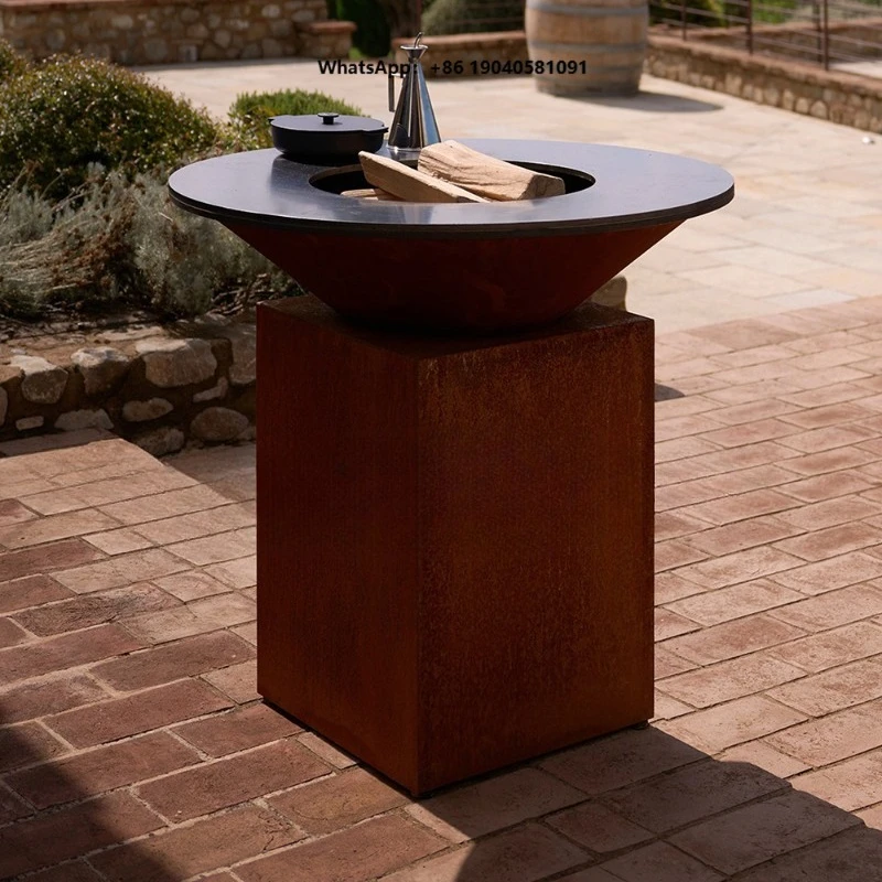 MEISU.CH Weathering Steel (ASTM A588)  BBQ Brazier Corten Bbq Grills Corten Steel BBQ Firepit Grill