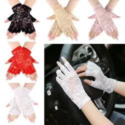 Mesh Mitten Ladies Lace Driving Gloves Long Fingerless Lace Gloves Half Finger Fishnet Gloves Mesh Mitten Dance Gloves