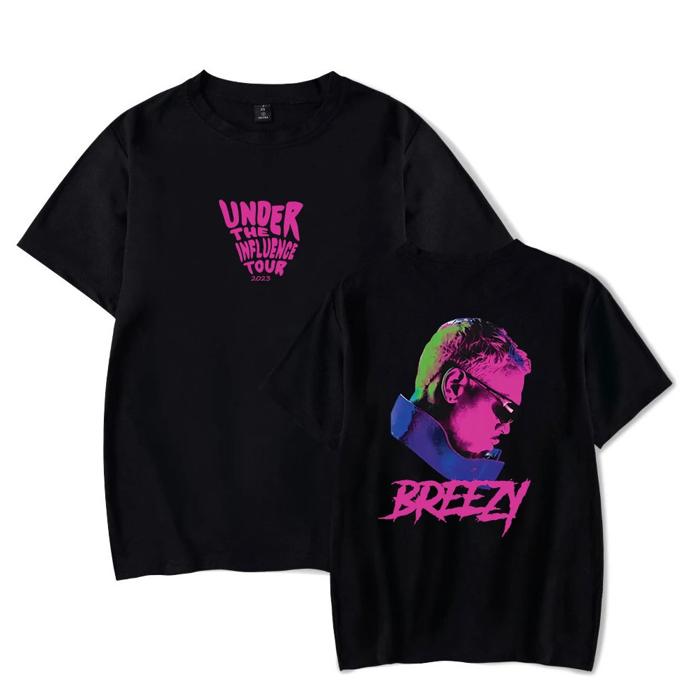 

Chris Brown Merch Under The Influence Tour Breezy T-shirt Crewneck Short Sleeve Tee Harajuku Streetwear Women Men's Clothes