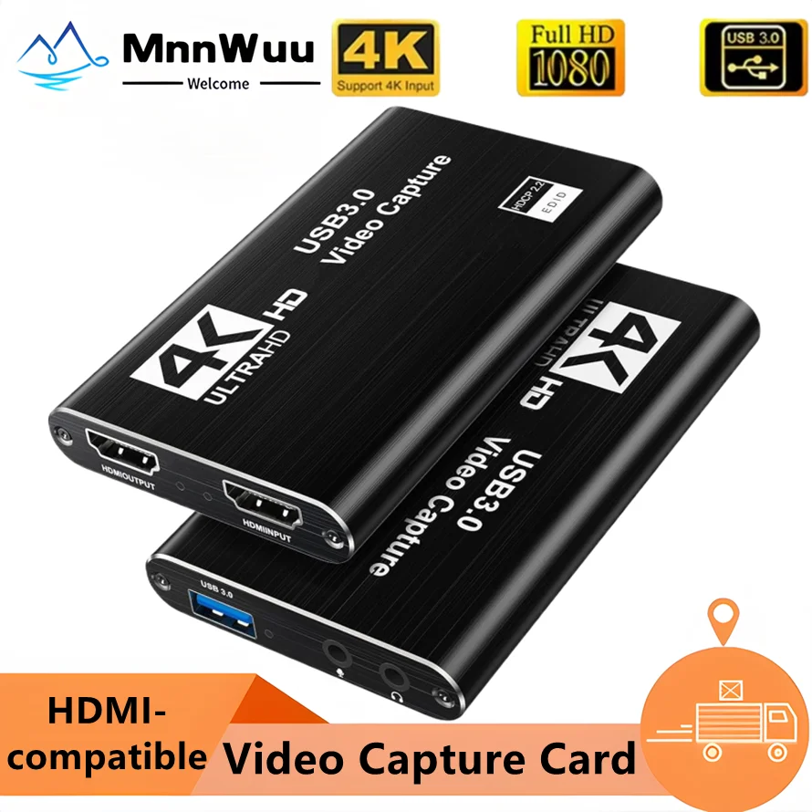 

Карта видеозахвата USB 3.0, 4K, 1080P, 60 кадров в секунду, HDMI-совместимая, с контурным выходом, игровая прямая трансляция, видеорегистратор, карта захвата аудио-видео