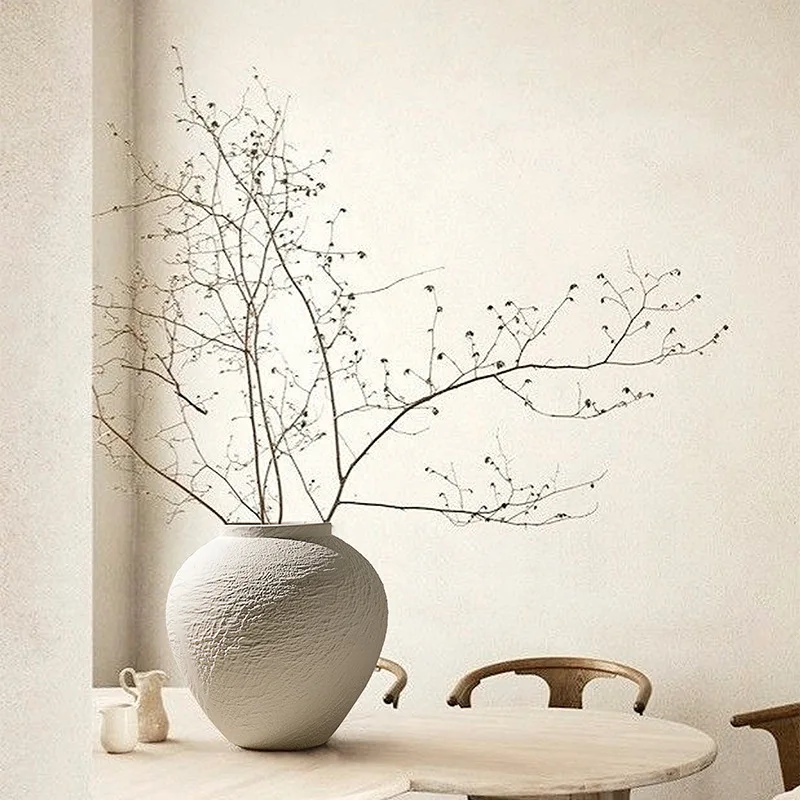 Ceramic Wabi Sabi Vase Hotel Home decor Flowerpot Pottery Jars Minimalist Dried Flowers Flower Arrangemen Natural Marble Travert