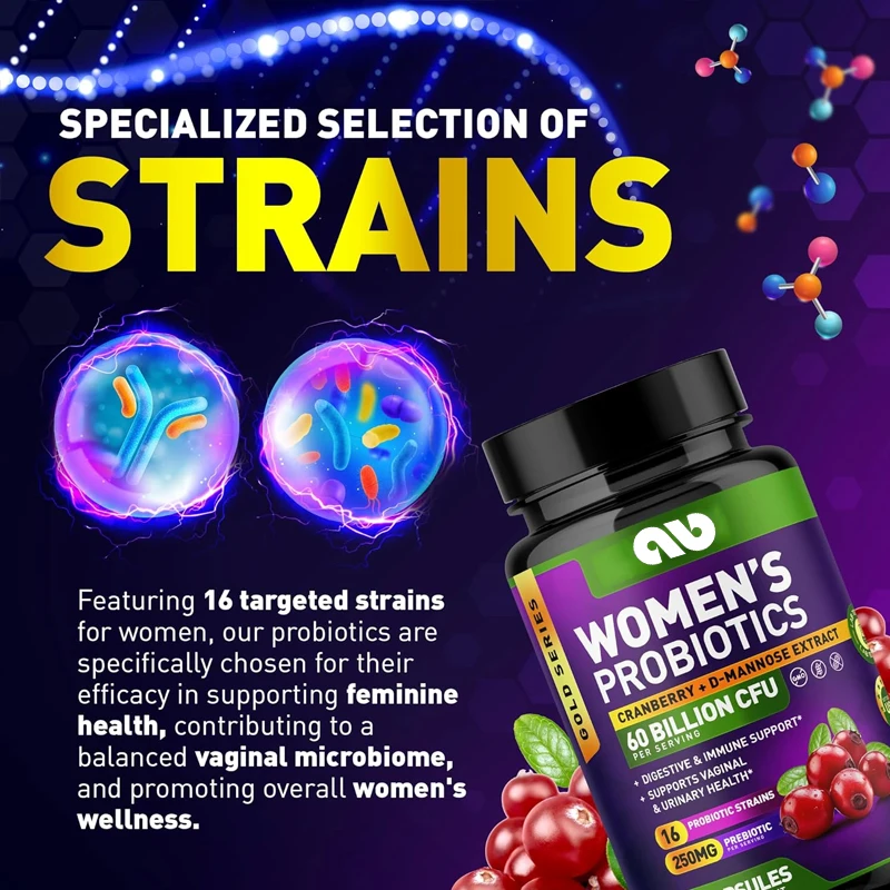 Female probiotics -16 strains containing cranberry,D-mannose,and prebiotics - supports digestion, immunity, and health - non GMO