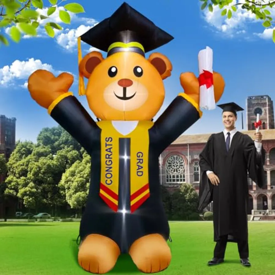

8FT Tall Graduation Blow Up Inflatable Teddy Bear Graduation Decorations, Graduation Inflatable Bear Built-in 4 Bright LED Ligh