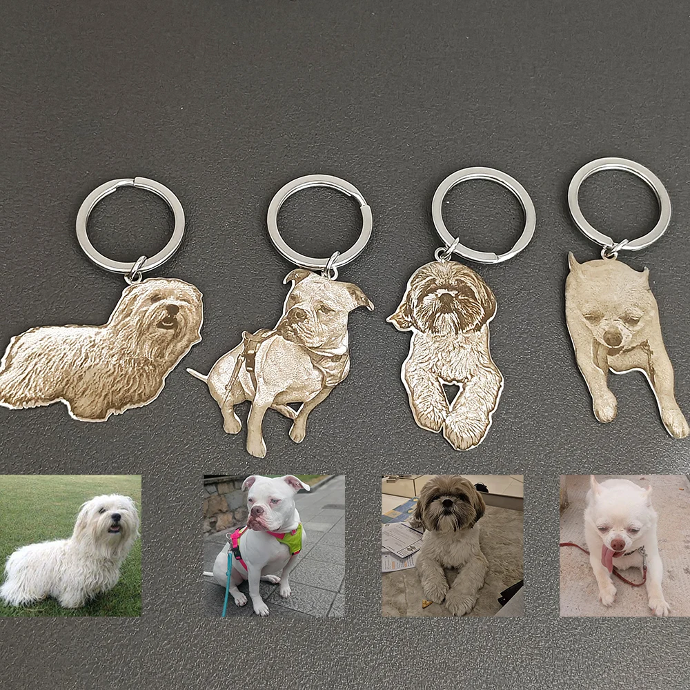شخصية مخصصة الحيوانات الأليفة صور رائعة محفورة لطيف الحيوان قلادة مفتاح سلسلة الفولاذ المقاوم للصدأ الحيوانات الأليفة هدية تذكارية لمحبي الحيوانات الأليفة #4