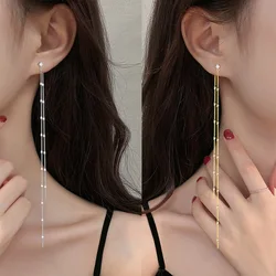 BLIJERY Korean Women Super Long Tassel Earrings Elegant Shiny Metal Sequins Hanging Dangle Earrings Trendy Ladies Jewelry Gift