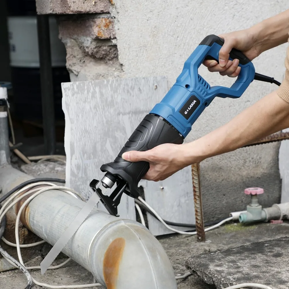 6Amp 2800RPM Variable Speed Reciprocating Saw with 4/5" Stroke, 3 Blades for Wood & Metal Cutting