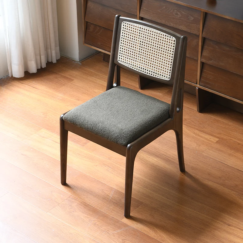 Restaurant Cafe Furniture Wooden Frame Chair Rattan Dining Chair