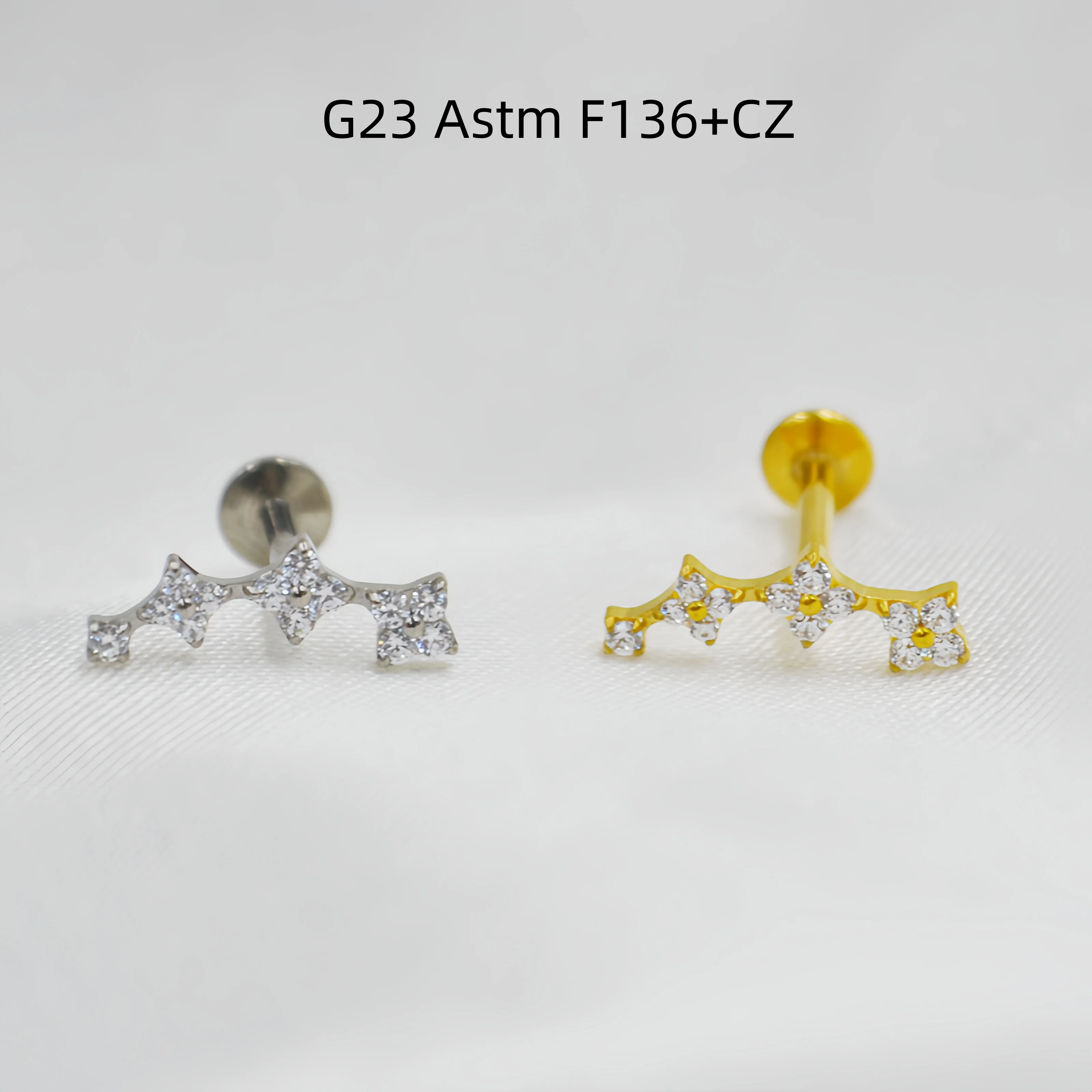 10pcs Body Jewelry G23 Titanium CZ Lip Labret Bar Ear Helix Cartilage Tragus Rook Bar Stud Body Piercing Jewelry Shine