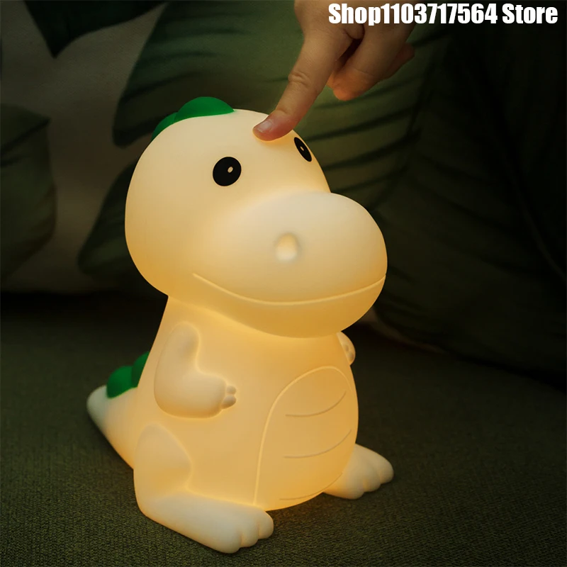 Silicone Night Light with Dinosaur Cartoon, Sleep Light, Creative Gift, Atmosphere Light, Children\'s Bedside, Bedroom