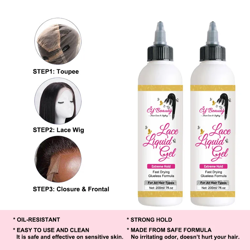 Lace Glue Gel Strong Hold Liquid Glue Gel Invisible Wig Adhesive Clear Edge Control Styling Gel For Baby Hair Wigs Frontal