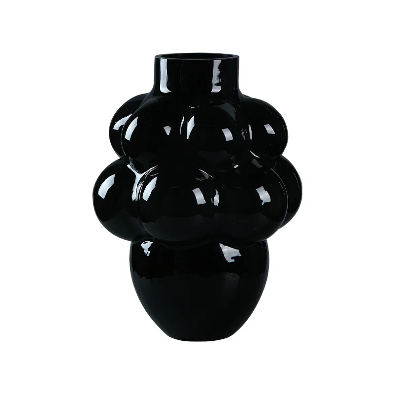 

Craft high-grade cold black grape hydroponic glass flower device ins soft home light luxury living room vase