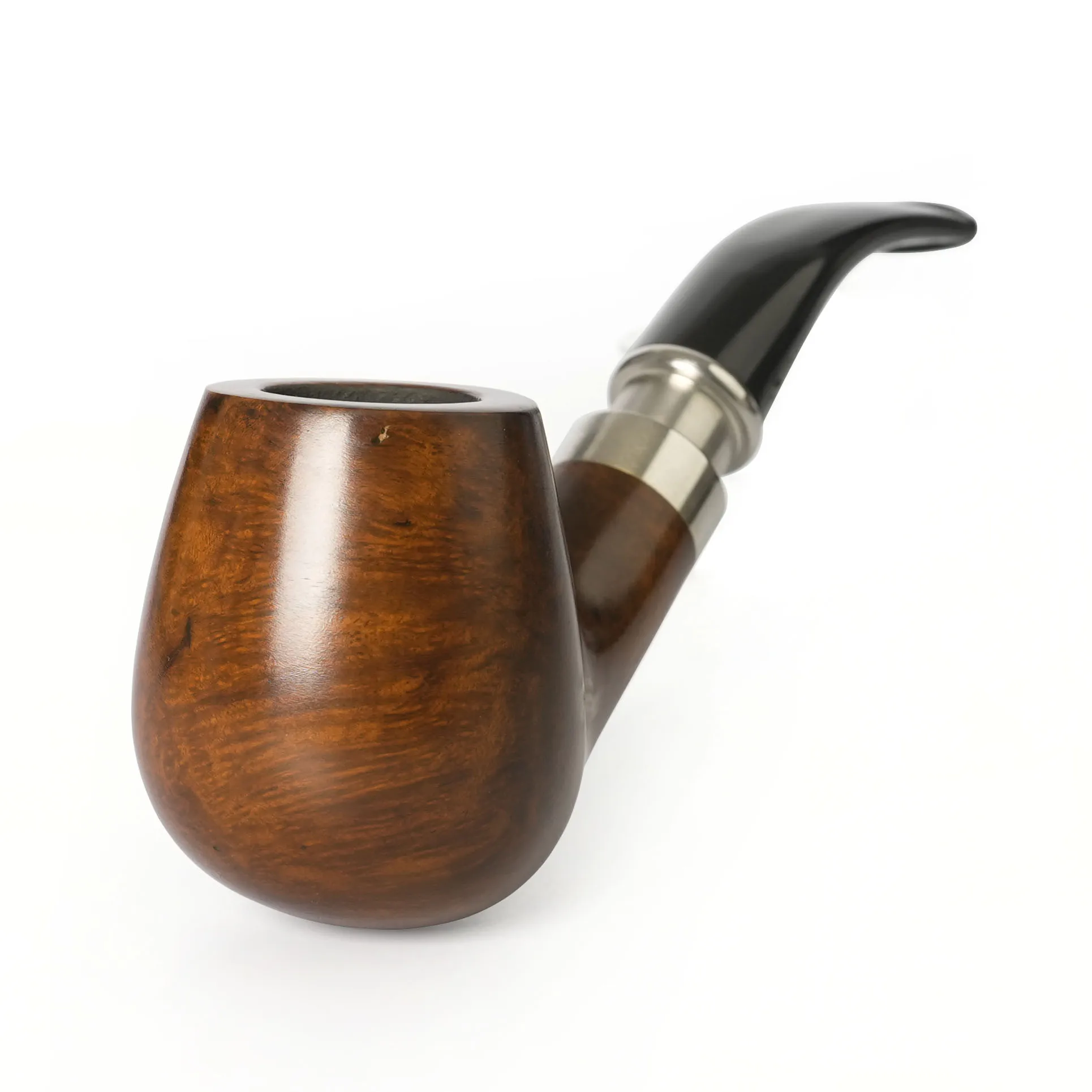 JIBILL briar tobacco pipe set, 9mm pipe channel, metal ring fixed on mouthpiece, classic wood pipe with cleaning accessories