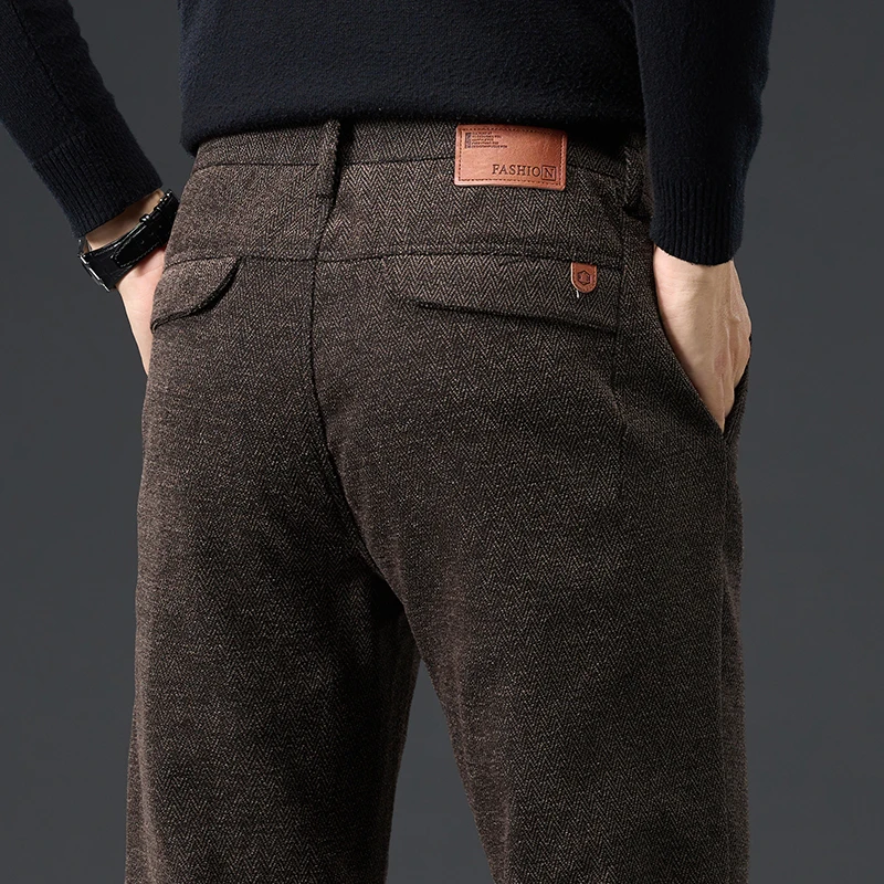 

Chenille Yarn Men's Casual Pants Fashion Straight Fit Comfortable Soft Business Work Trousers Camel Autumn Male Clothes