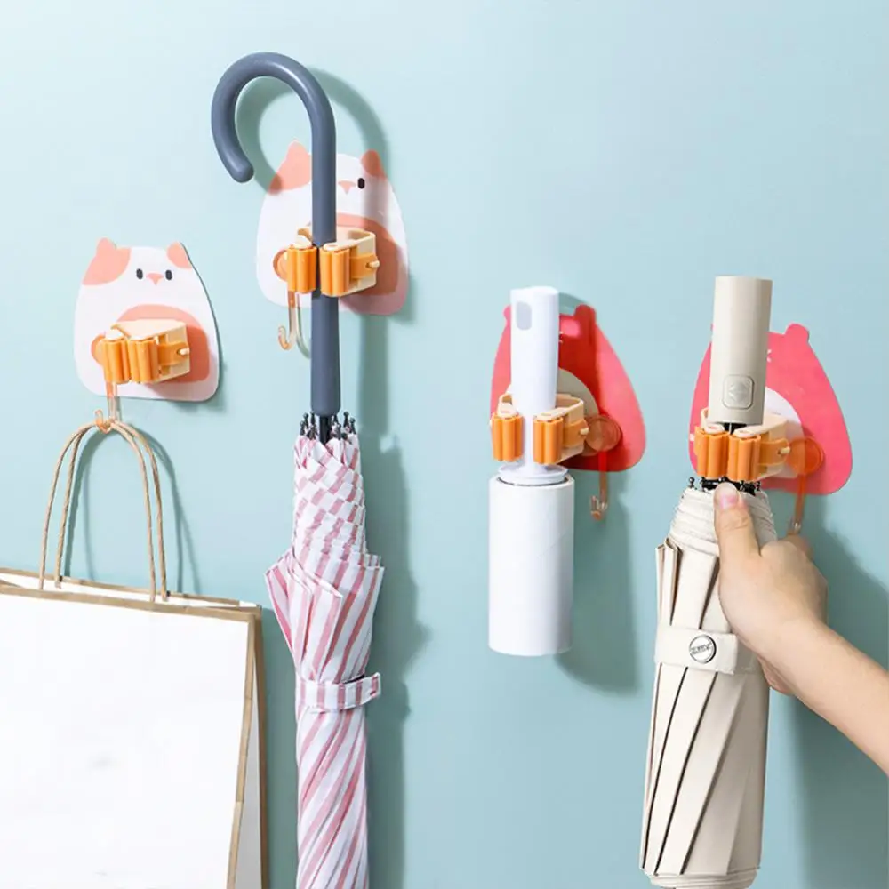 1/2PCS Mops Rack Durable Mop Clip Punch-free Bubble Bear Bathroom Accessories Cleaning Tools Organizer Broom Racks Hanging