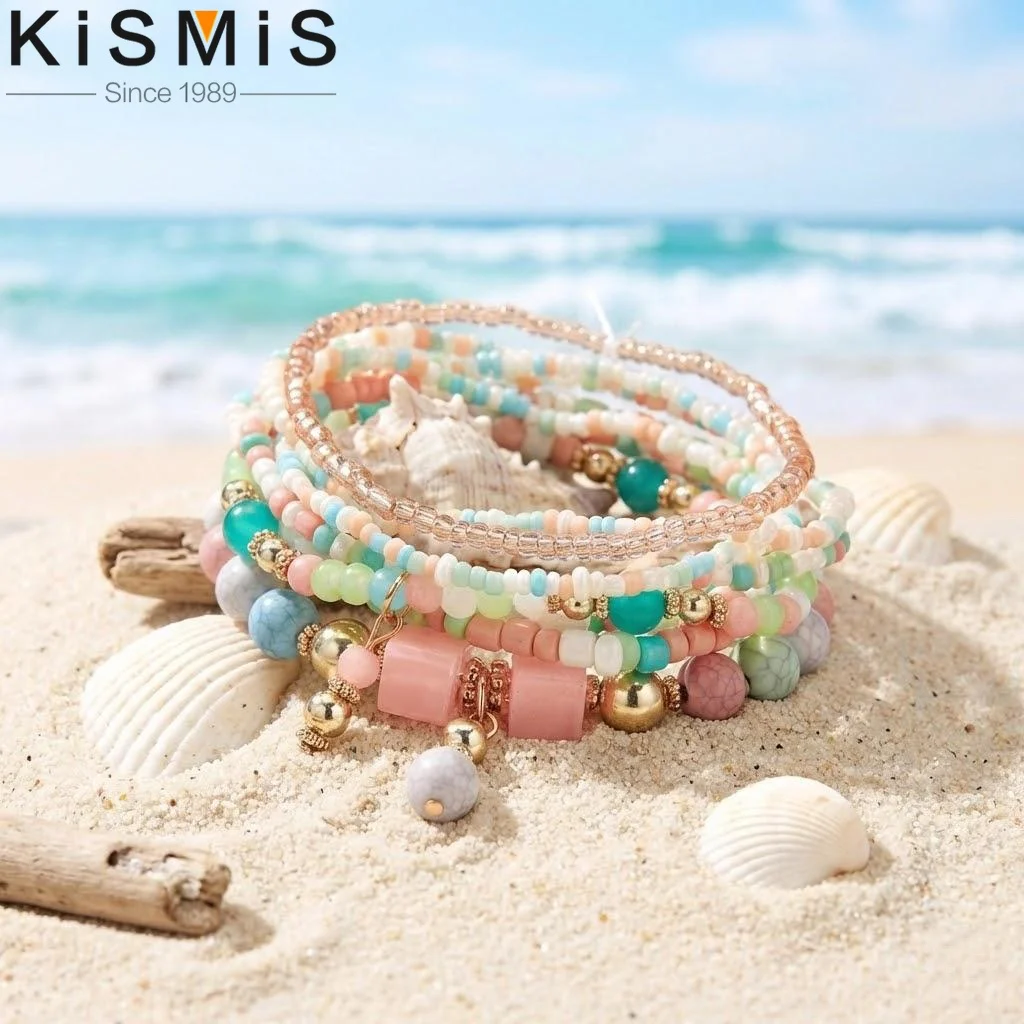 8Pcs Bohemian Stackable Beaded Bracelets Multicolor Stretch Fashion Jewelry Multi-layer Charm Bracelets