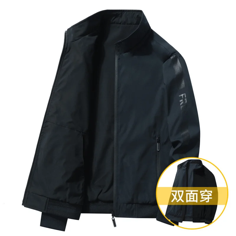 

GIOIOMen's Jacket，Spring and Autumn Stand Collar Loose Casual Baseball Jacket，Reversible Jacket Coat