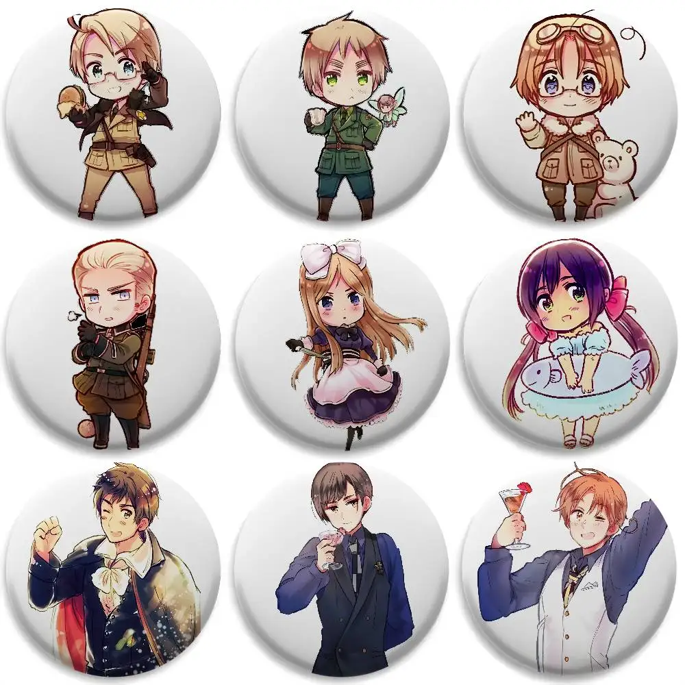 

Hetalia World Stars Anime Badges Round Exquisite Badge Brooches Creative Pins For Clothes Hat Backpack Gift Accessories