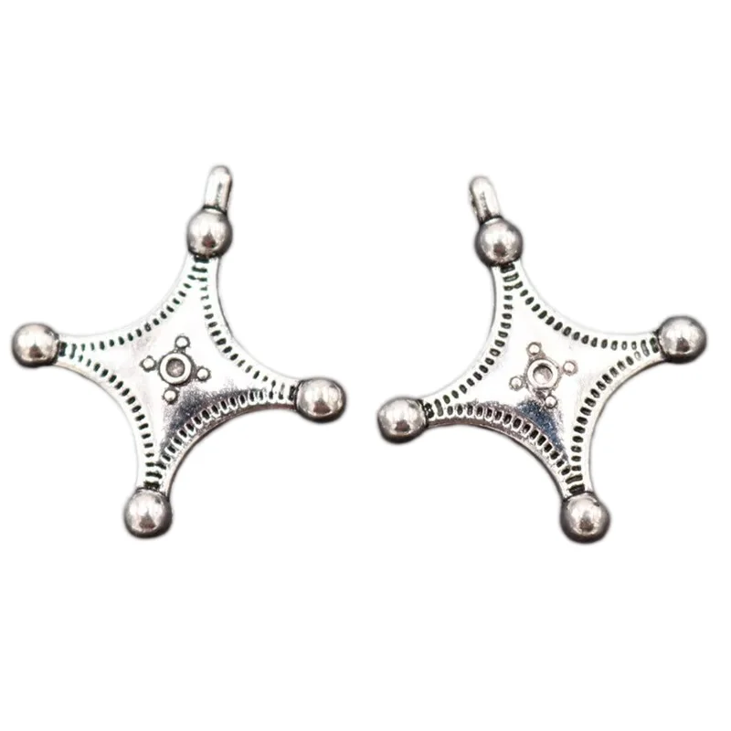 10pcs Silver Plated Retro Crosses Pendant Earrings Bracelet Metal Accessories DIY Charms For Jewelry Crafts Making 35*30mm A1980