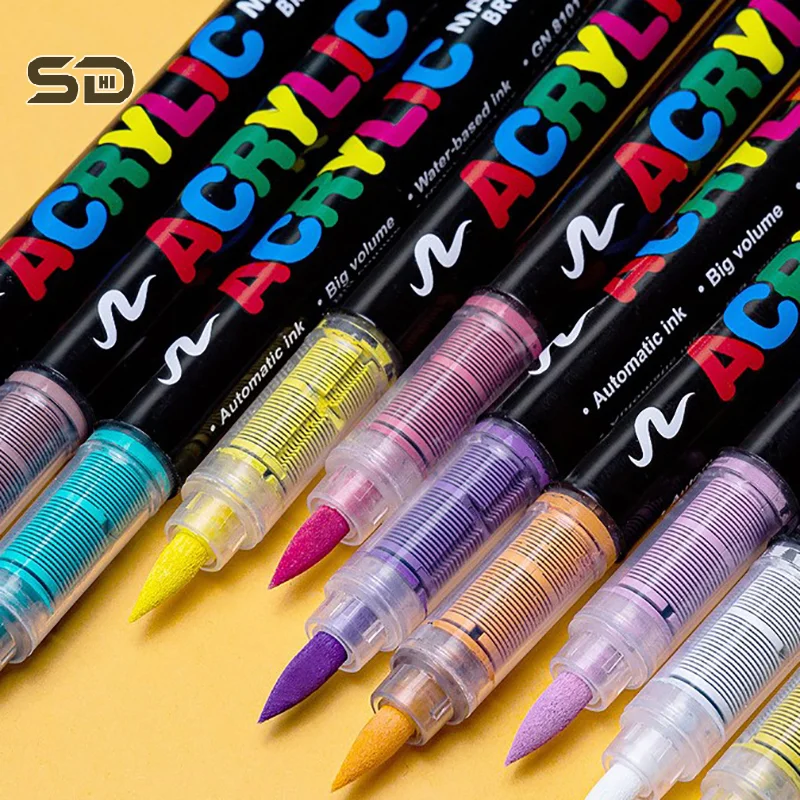 Direct Liquid Acrylic Marker Pen Paint Brush Pen Painting Stone Ceramic Glas Wood Canvas Making Drawing Graffiti Coloring Pen