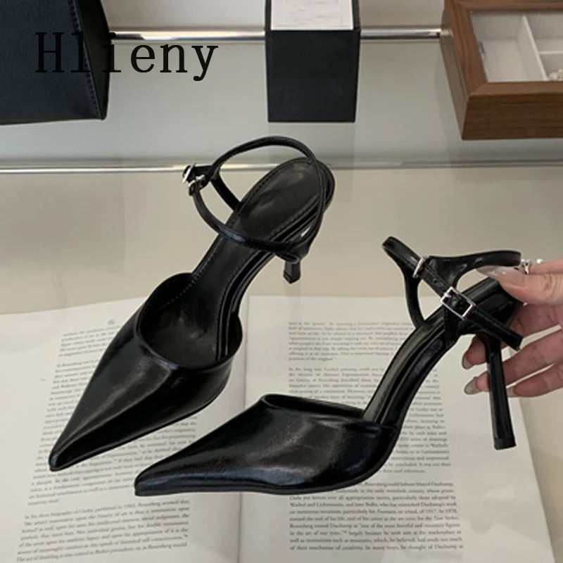 Hlieny Fashion Buckle Strap Women Pumps Sexy Pointed Toe Thin High Heels Sandals Fashion Wedding Party Mule Shoes  Zapatos Mujer