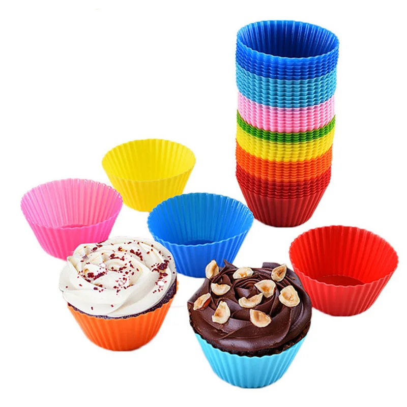 

6pcs Silicone Cake Mold Round Muffin Cupcake Baking Molds Reusable DIY Cake Decorating Tools Wedding Birthday Party Decorations