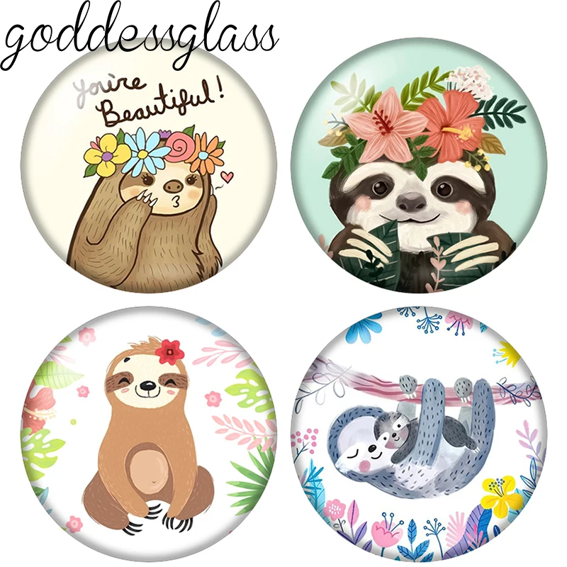 Cute Cartoon sloth Flowers 