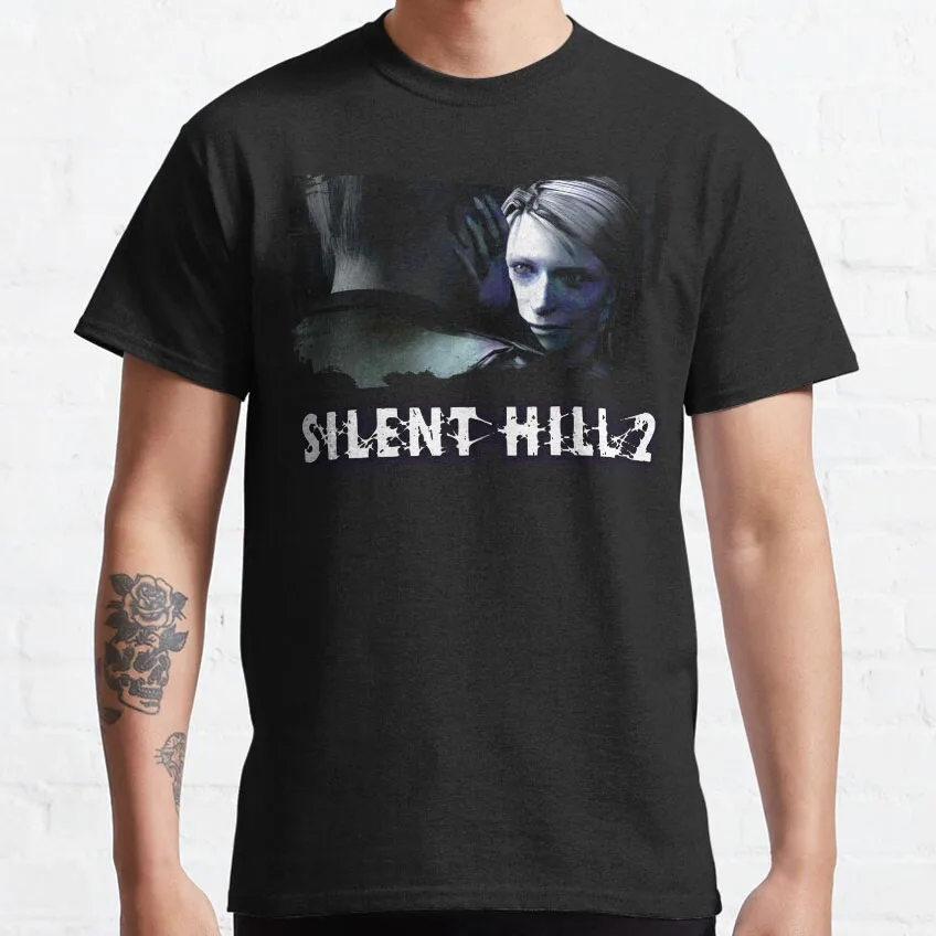 Retro scary game Silent Hill Maria and James Horror Movie Game graphic t shirts For men large size tops 100% cotton