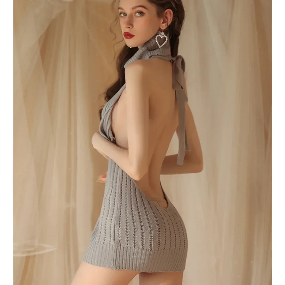 

Sexy Lingerie Women's Open Japanese Transparent Breast Uniform Play Sexy Open Chest Backless Free Teasing Sweater Passion Dress