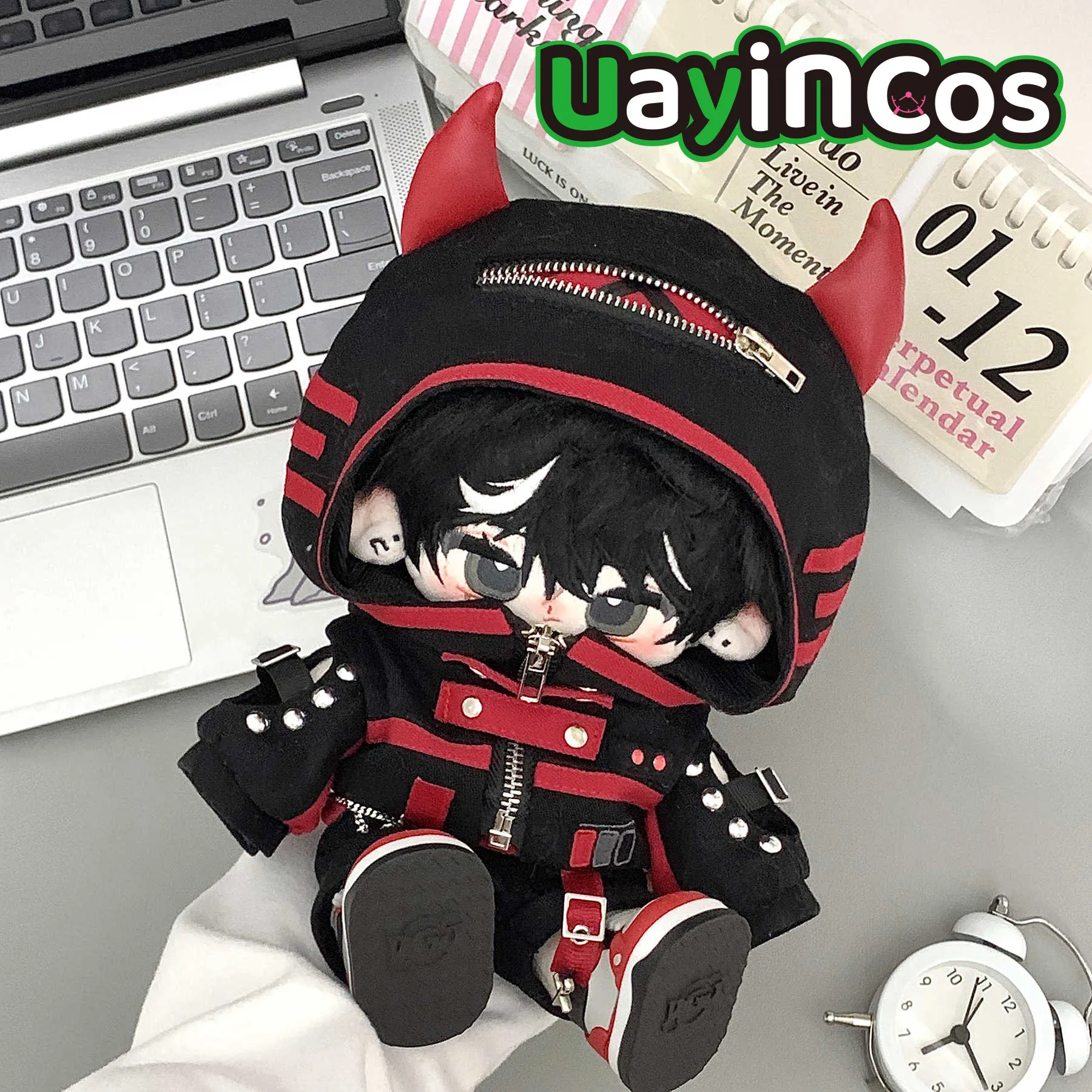 

20cm Doll Clothes Dark Punk Cool Handsome Electricity Vest Suit Stuffed Plushies Plush Doll Clothes Accessories Anime Game Toy