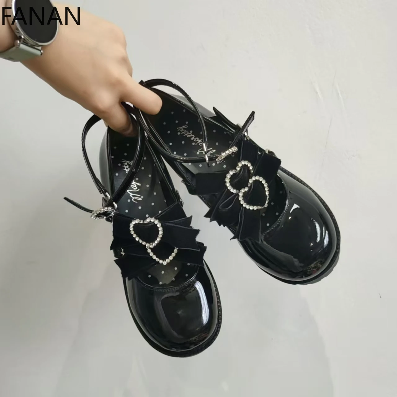 

Sweet Fashion High Heel Shoes for Women Japanese Lolita JK Uniform Cute Platform Black Brick Stone Leather Non-Slip Pumps