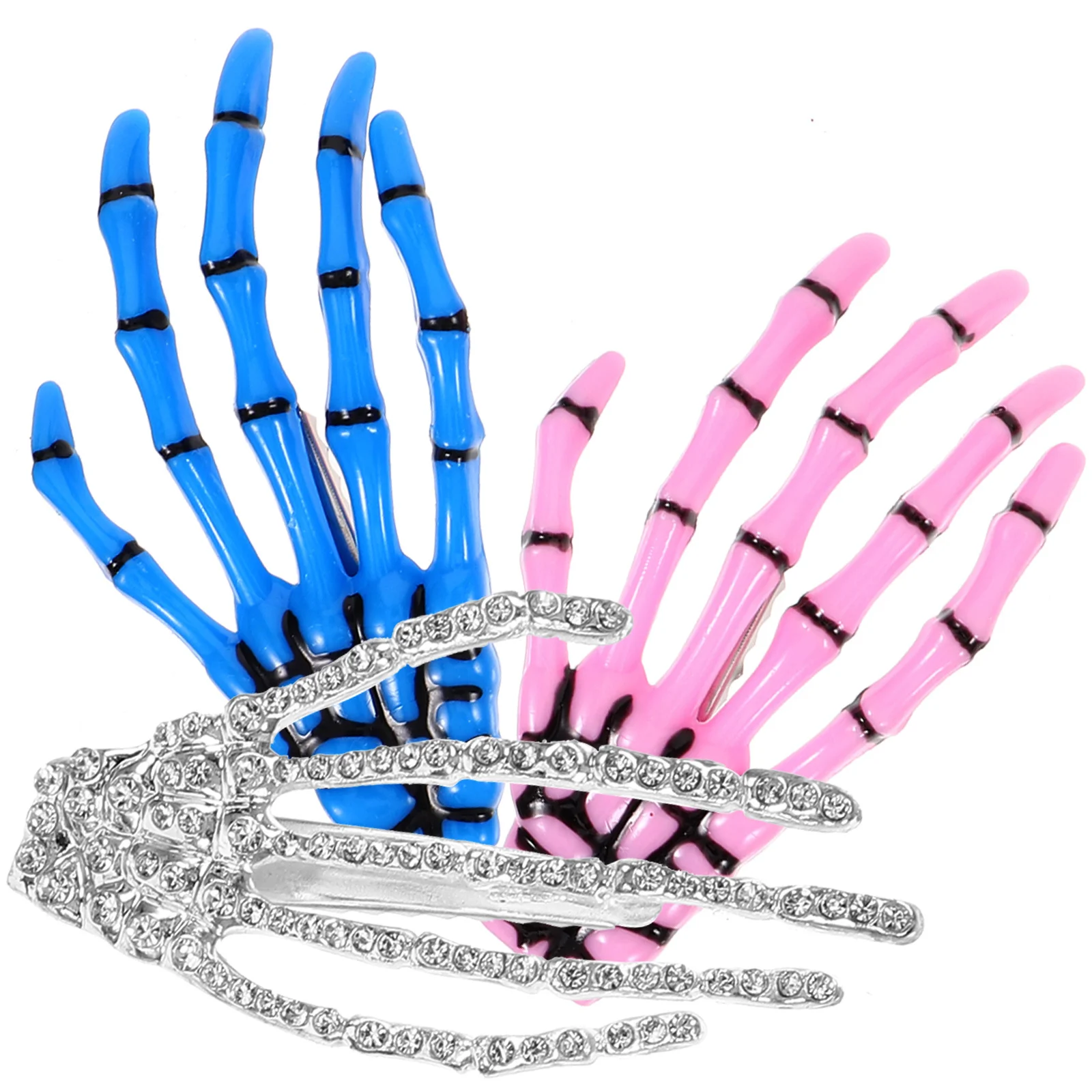 

3 Pcs Family Gathering Hair Accessories Clips Goth Novelty Skull and Bone Pin Hand Hairclip