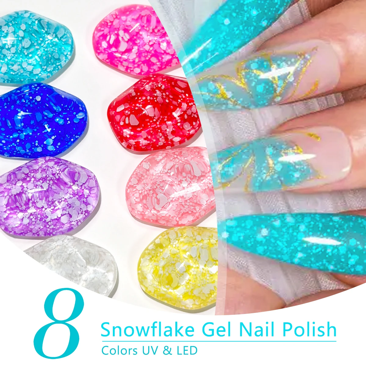 4 قطعة Nowflakes جل طلاء الأظافر بريق سنو الترتر جل نقع قبالة الأشعة فوق البنفسجية هلام شبه دائم مسمار الفن تصميم الورنيش #6