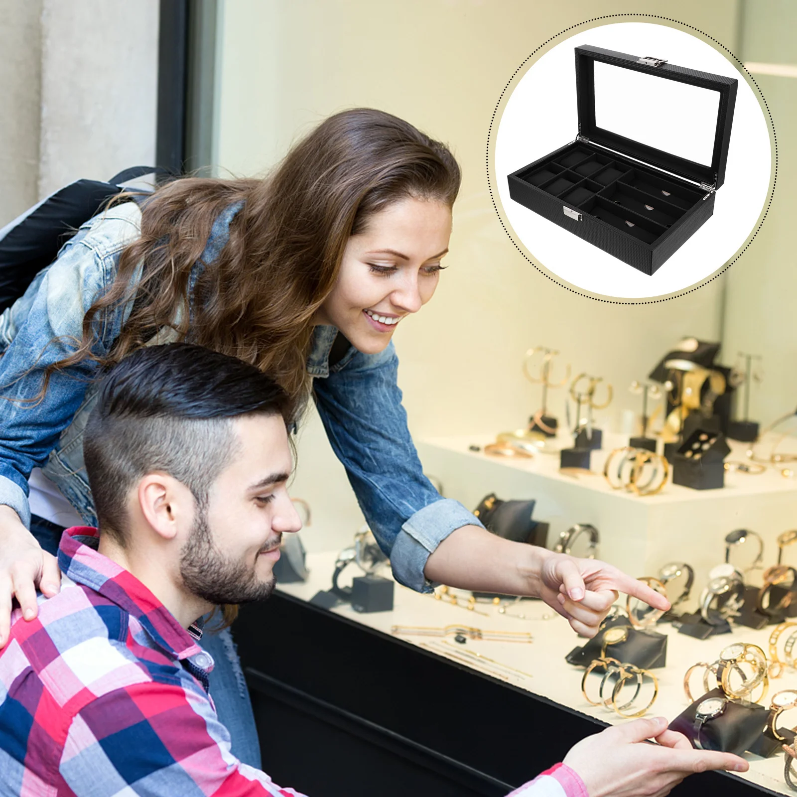 

Watch Sunglasses Case Premium Organizer Storage Box Fine Workmanship for Watches Glasses Jewelry Display and